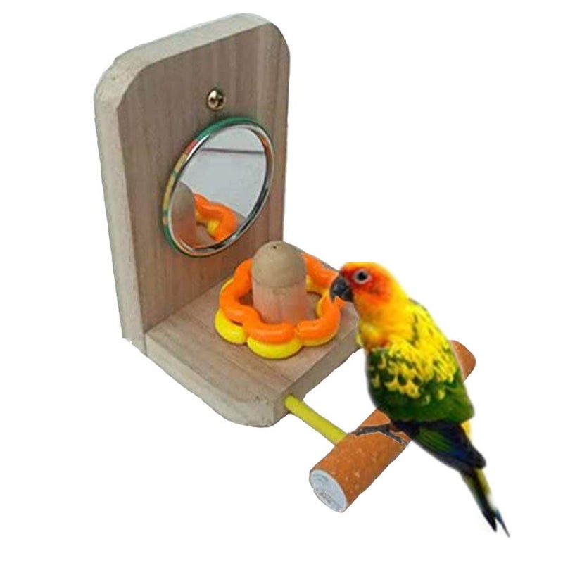 Litewoo Bird Mirror Bird Swings Wood Perches Cage for Parrot Parakeet Budgies Cockatiel Conure Finch Lovebird Wood Stand Perch (Color Random) - Image 1